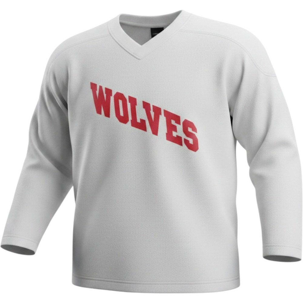 WOLVES 14 hockey jersey vintage used WOLVES 14 white with red see stains see mez